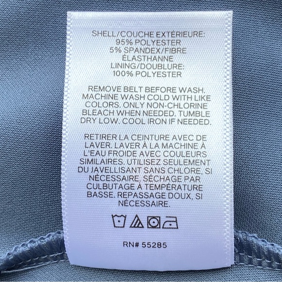 Express Blue Stretch Crepe Belted Cap Sleeve Dress - Picture 13 of 14